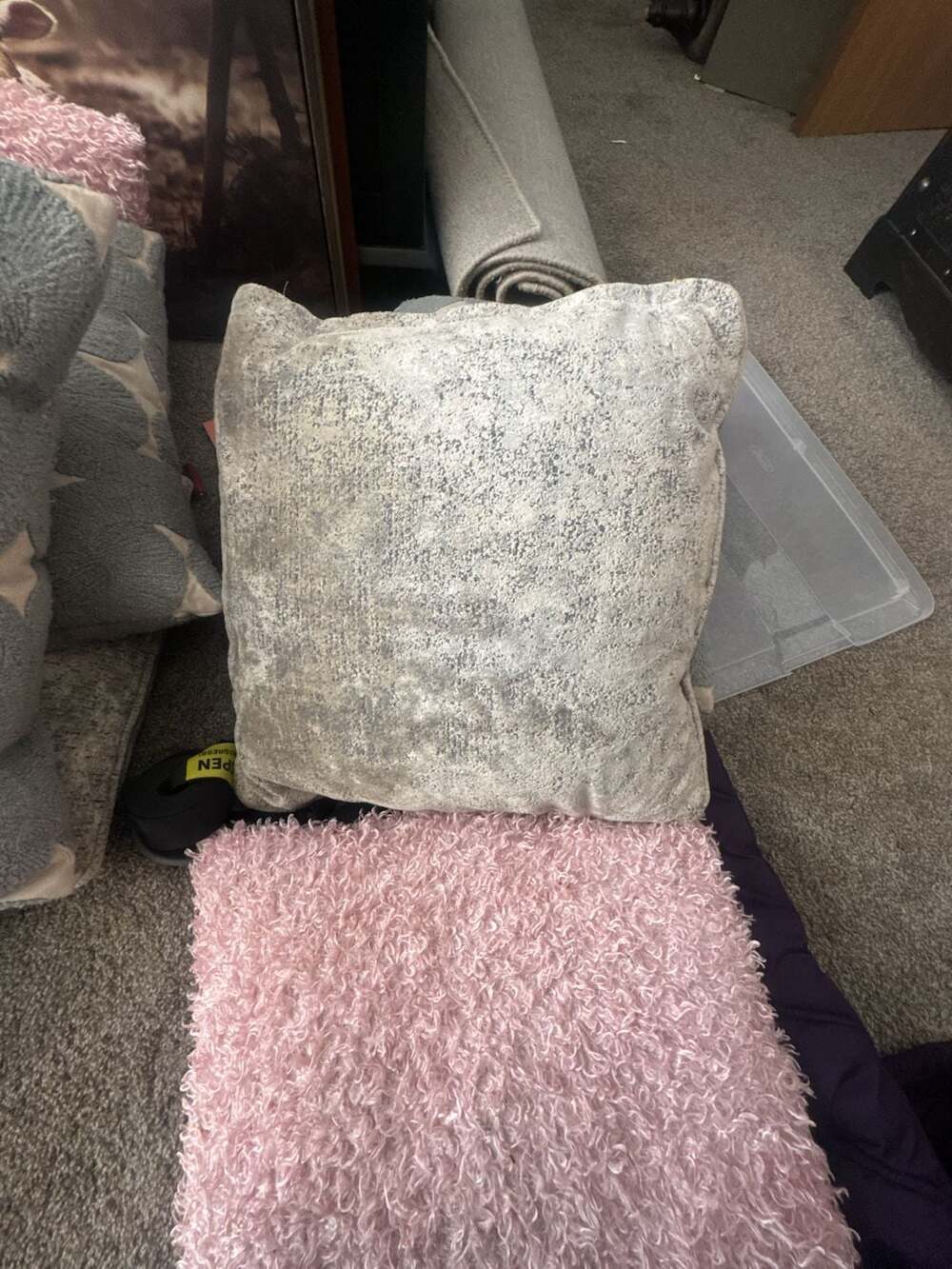 Kosas Home Bryce Velvet Gray Textured Throw Pillow Cover